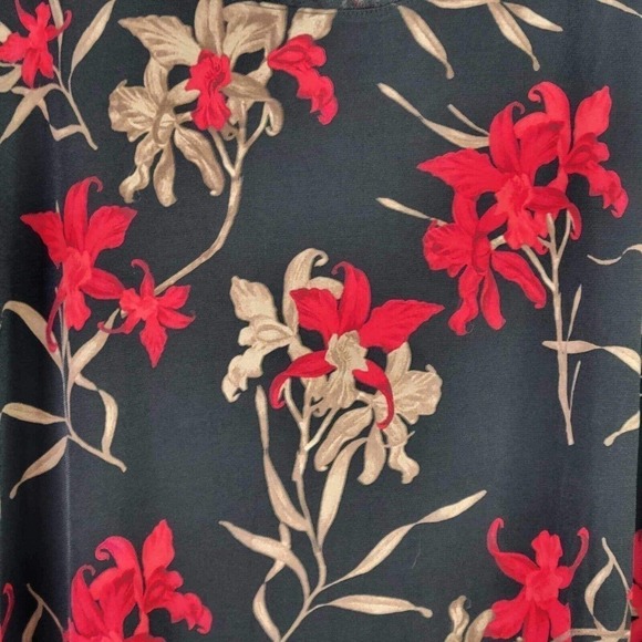 Catherines Tunic Top Womens Plus 2XWP Black Red LS Sleeve Floral Pullover New - Picture 9 of 14